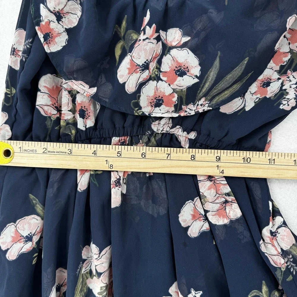 Abercrombie‎ & Fitch Dress Womens Extra Small Navy Floral Maxi Cold Shoulder XSP